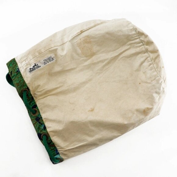 HERMES One Belt Shoulder Bag Botanical Pattern Bird Pattern vintage Green - Picture 9 of 15